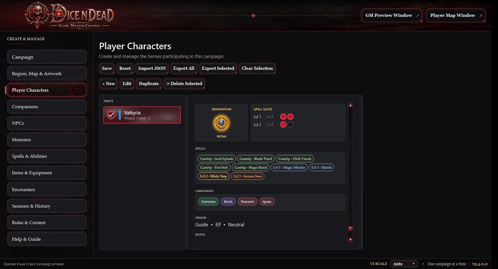 Actual Dice N Dead screenshot: Party and character management