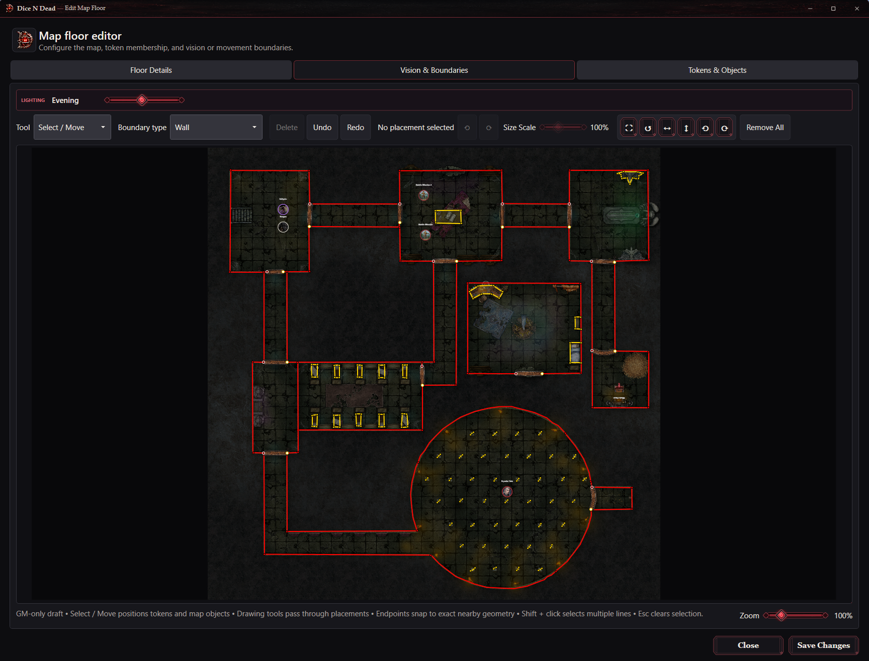 Actual Dice N Dead screenshot: Walls, doors and scene setup